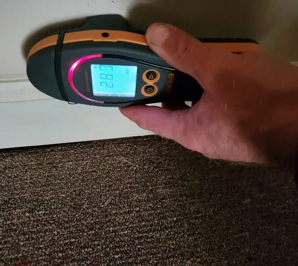 Moisture detection at baseboard during Sewage Cleanup & Sanitation in North Laurel